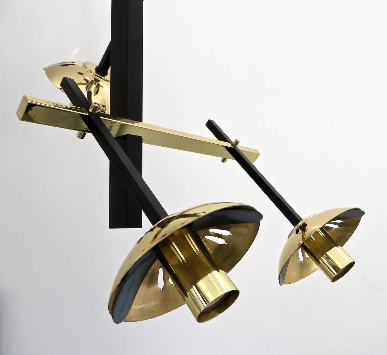 Italian Black Lacquered Brass and Glass Globe Chandelier by Stilnovo 2