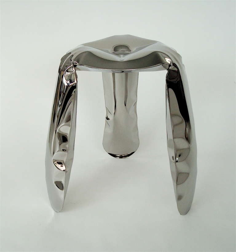 Zieta Plopp Stool by Zieta Prozessdesign in Polished Stainless Steel In Excellent Condition In Chicago, IL
