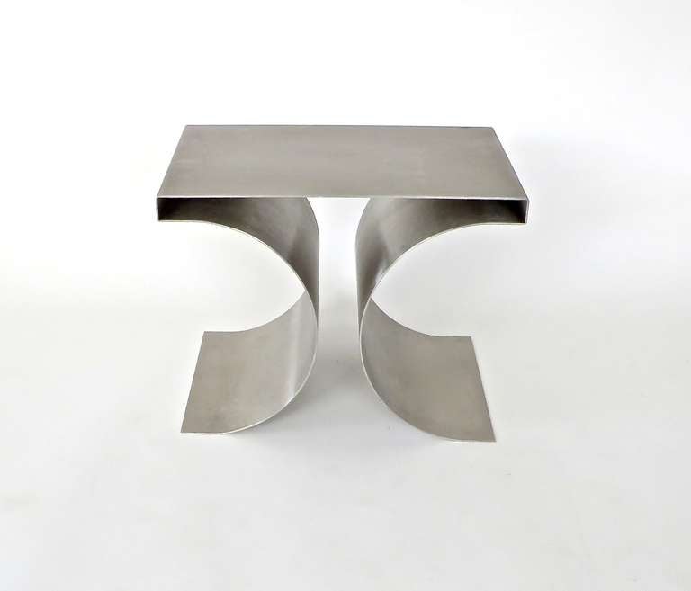 Single X Stool by French Designer Michel Boyer in Stainless Steel In Excellent Condition In Chicago, IL