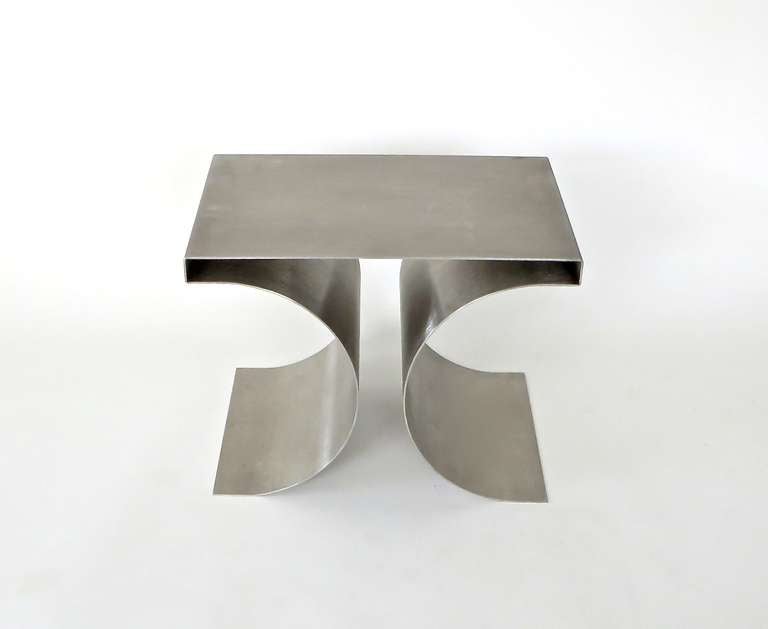 Late 20th Century Single X Stool by French Designer Michel Boyer in Stainless Steel