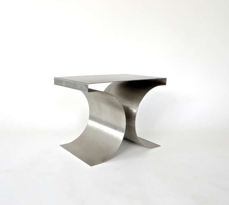 Single X Stool by French Designer Michel Boyer in Stainless Steel 1
