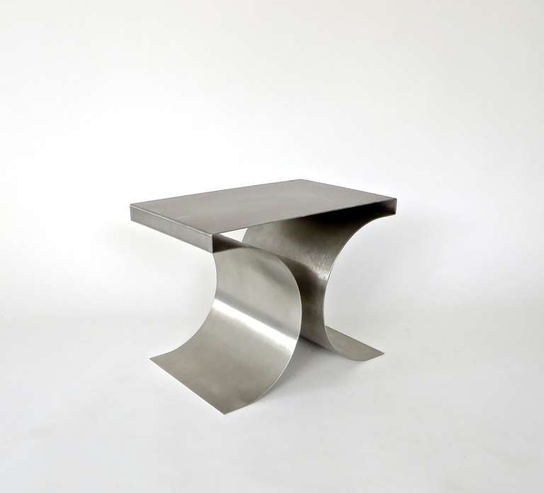 Single X Stool by French Designer Michel Boyer in Stainless Steel 2