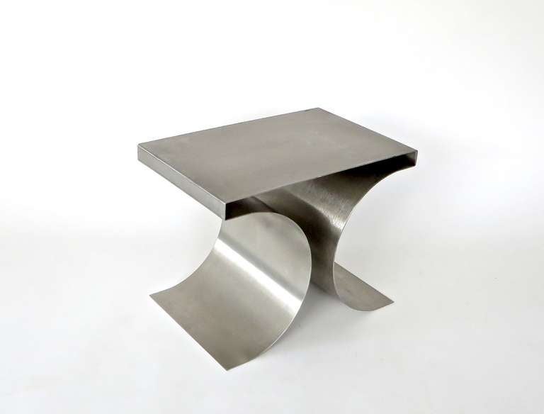 Single X Stool by French Designer Michel Boyer in Stainless Steel 3
