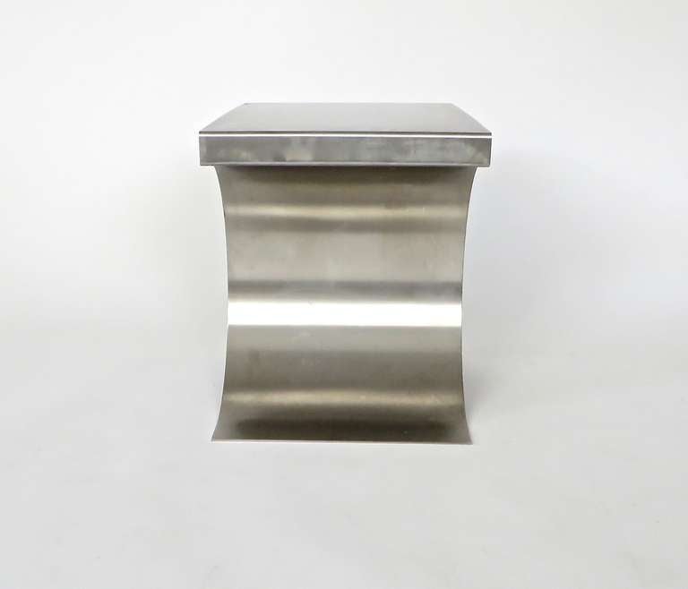 Single X Stool by French Designer Michel Boyer in Stainless Steel 4