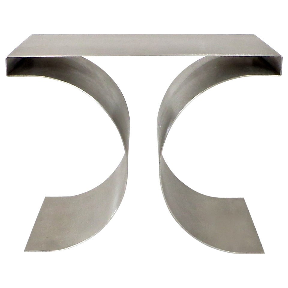 Single X Stool by French Designer Michel Boyer in Stainless Steel