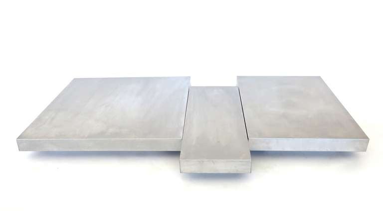 Stainless Steel French Low Steel Coffee Table in Three Parts