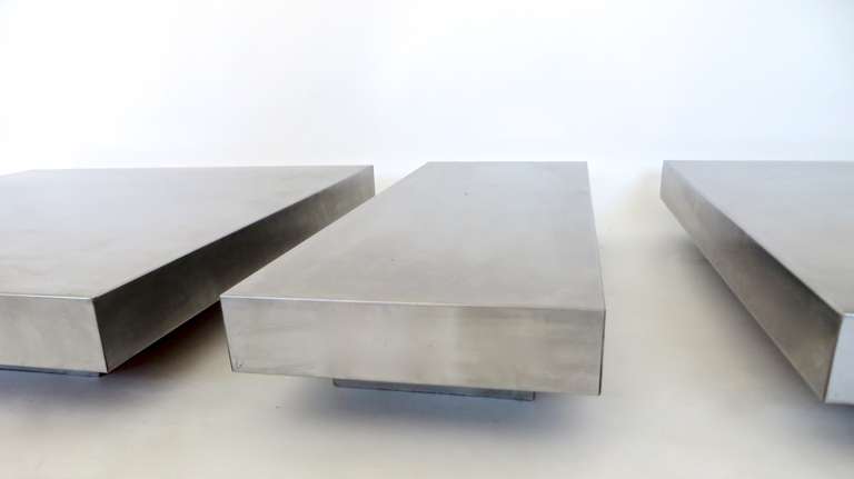 French Low Steel Coffee Table in Three Parts 2