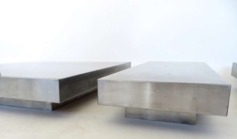 French Low Steel Coffee Table in Three Parts 3