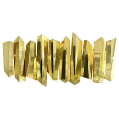 Monumental Long Abstract Italian Brass Sconce by Mario Torreggiani c1970
