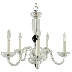 Venetian Murano Clear Glass Chandelier with Five Arms