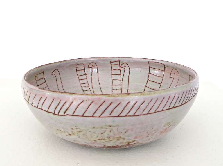 French Ceramic Bowl by Les Argonautes, Vallauris France 1