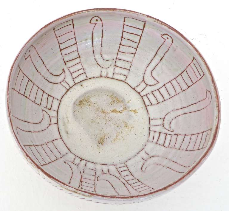 Mid-Century Modern French Ceramic Bowl by Les Argonautes, Vallauris France
