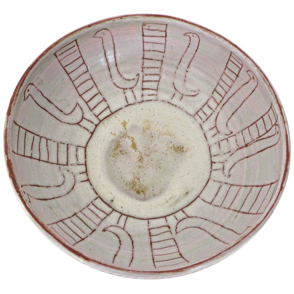 French Ceramic Bowl by Les Argonautes, Vallauris France