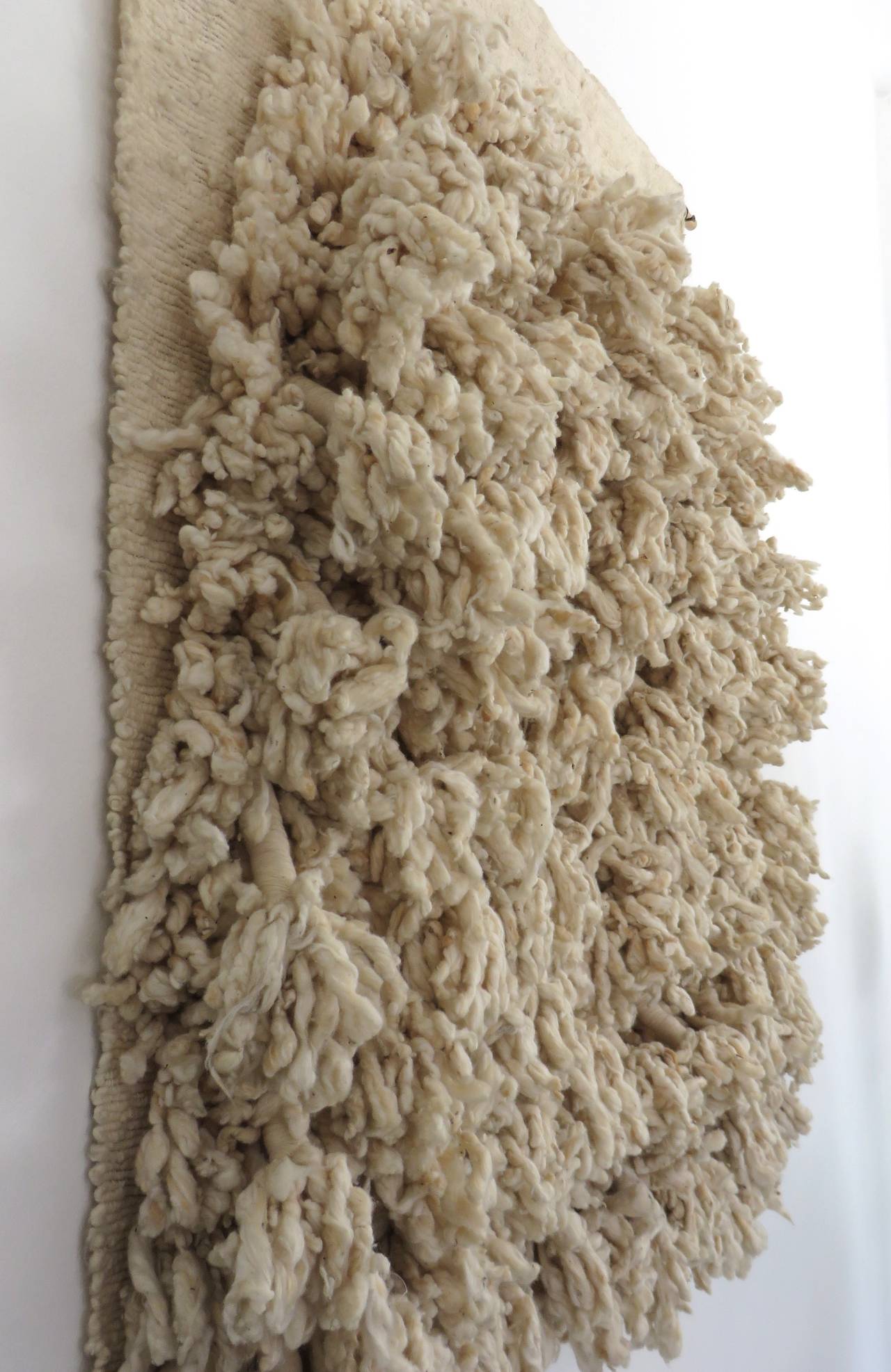 French Fiber Art Wool Hanging Wall Sculpture In Excellent Condition In Chicago, IL
