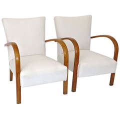 Vintage Pair of Italian Art Deco Lounge Chairs