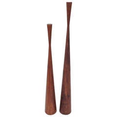 Pair of Exceptionally Tall Danish Teak Candlesticks