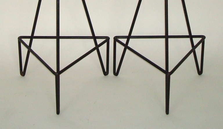 Set of 4 American c 1950 Wrought Iron Bar Stools 3