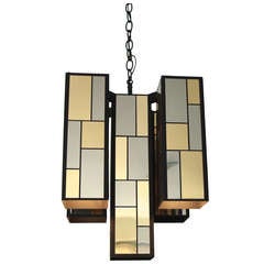 Chrome and Brass Patchwork Chandelier in The Style of Evans and Jere