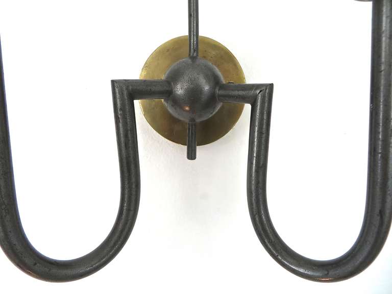 French Two Light Canon Finish and Brass Small Sconce 2