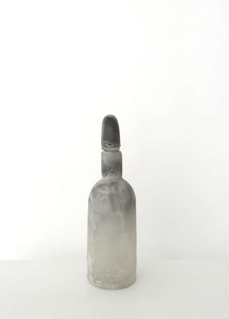 Mid-Century Modern Italian Cendese Scavo Finish Glass Handblown Bottle