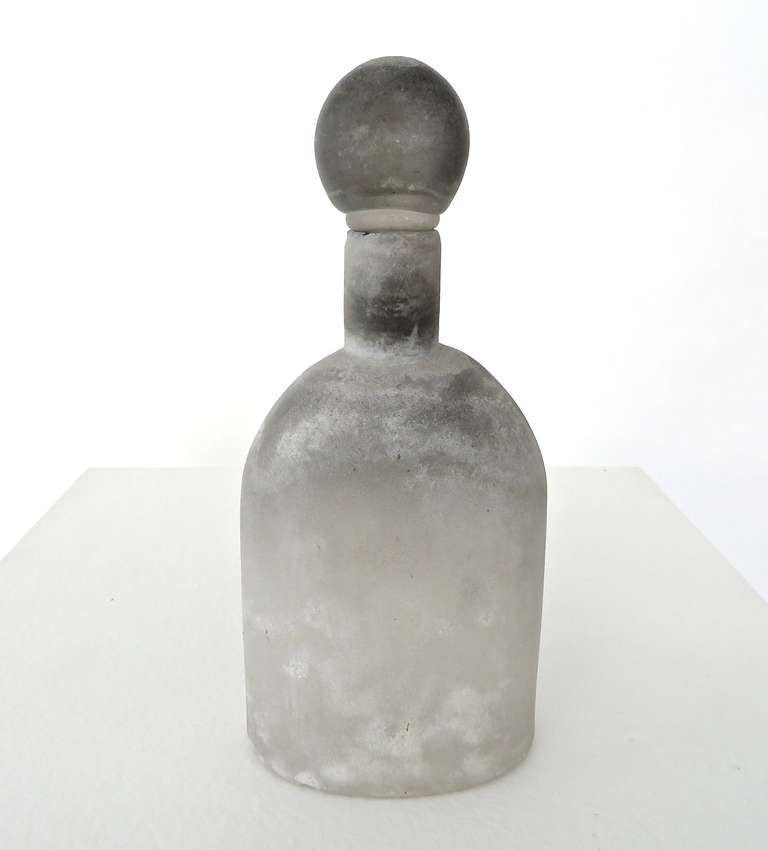 20th Century Italian Cendese Scavo Finish Glass Handblown Bottle