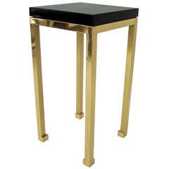 Tall Elegant Black Lacquer and Brass Legs Side Table by Maison Jansen 9