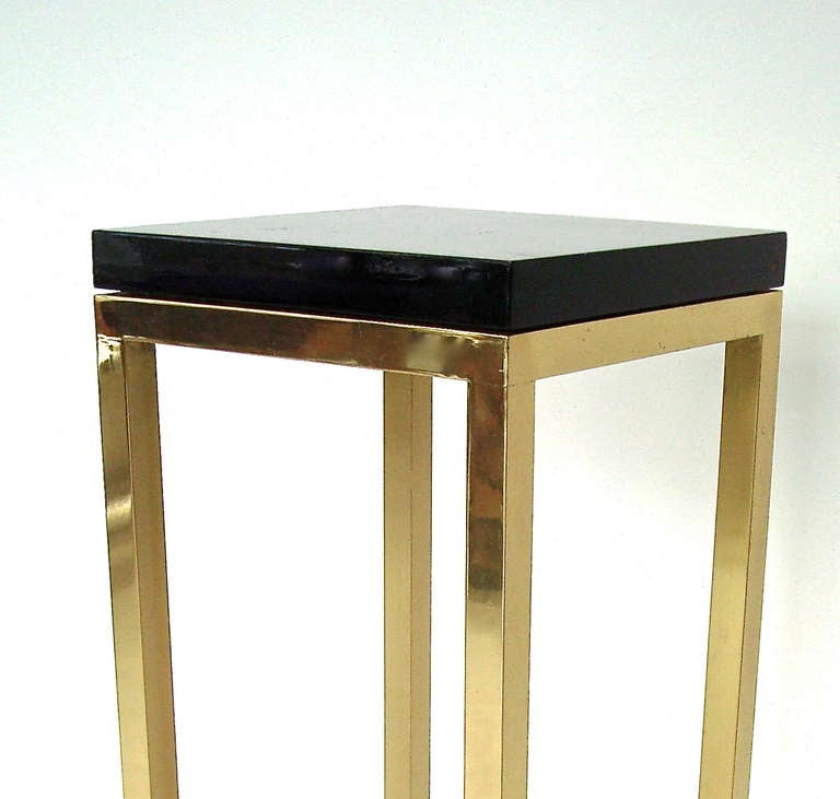 French Tall Elegant Black Lacquer and Brass Legs Side Table by Maison Jansen