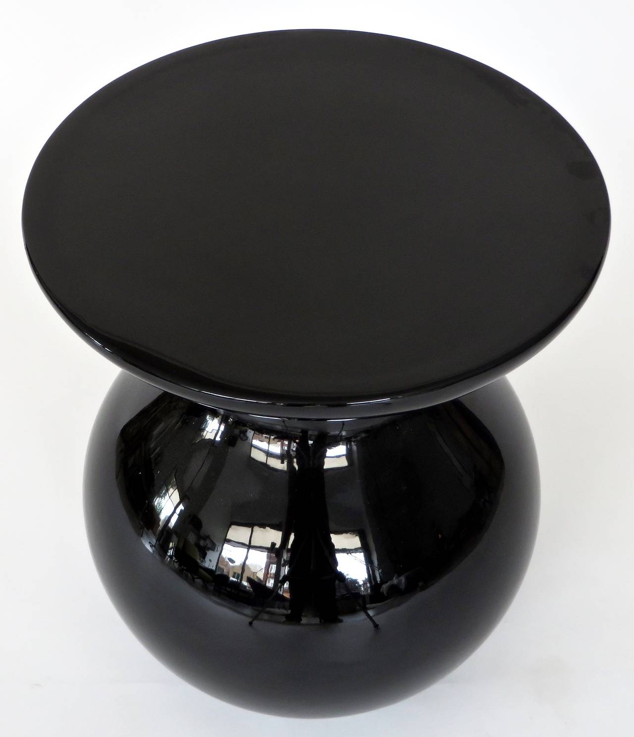 French Black Ceramic Side Table Solo by Garouste and Bonetti Signed BG