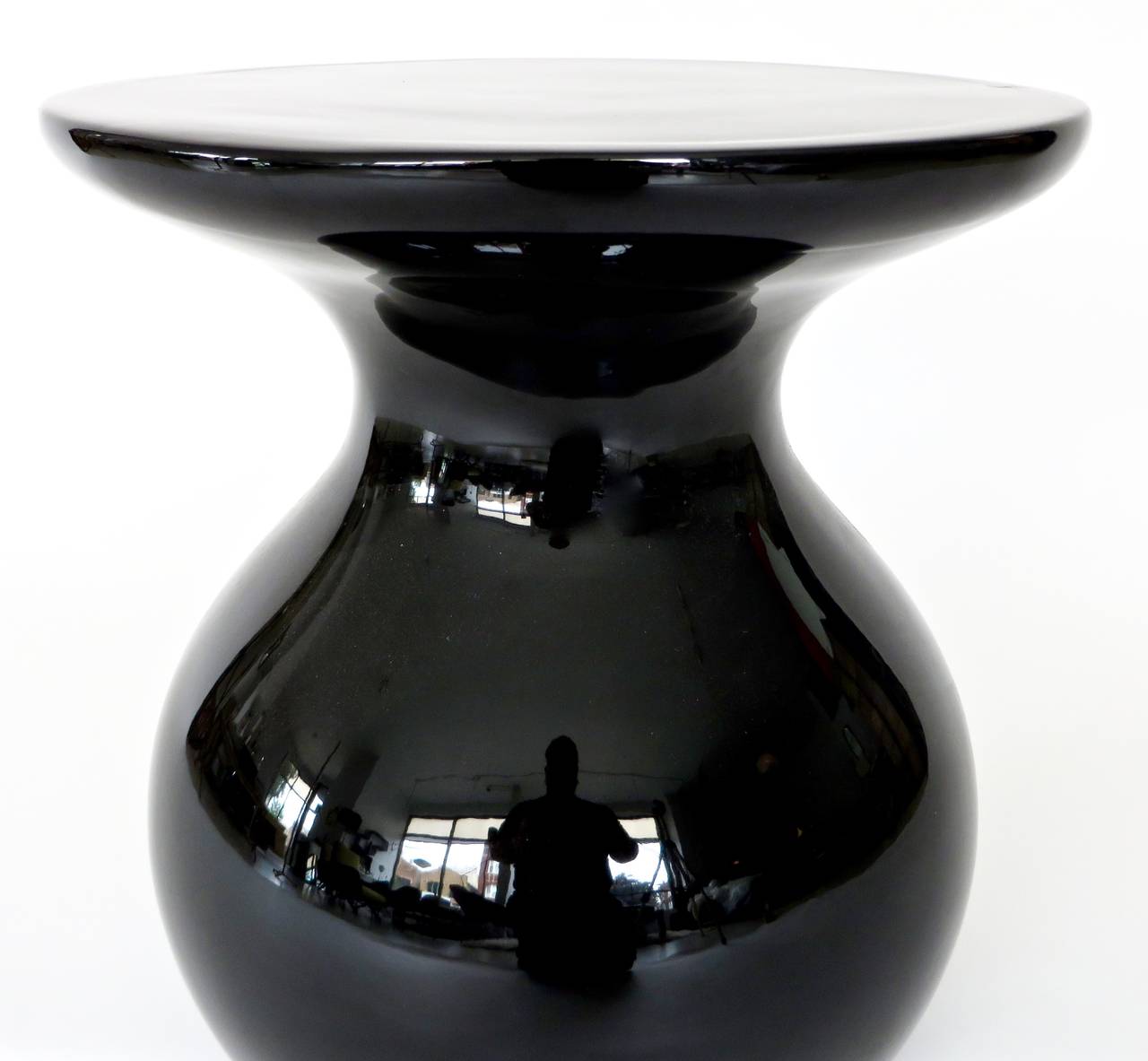 Black Ceramic Side Table Solo by Garouste and Bonetti Signed BG In Excellent Condition In Chicago, IL
