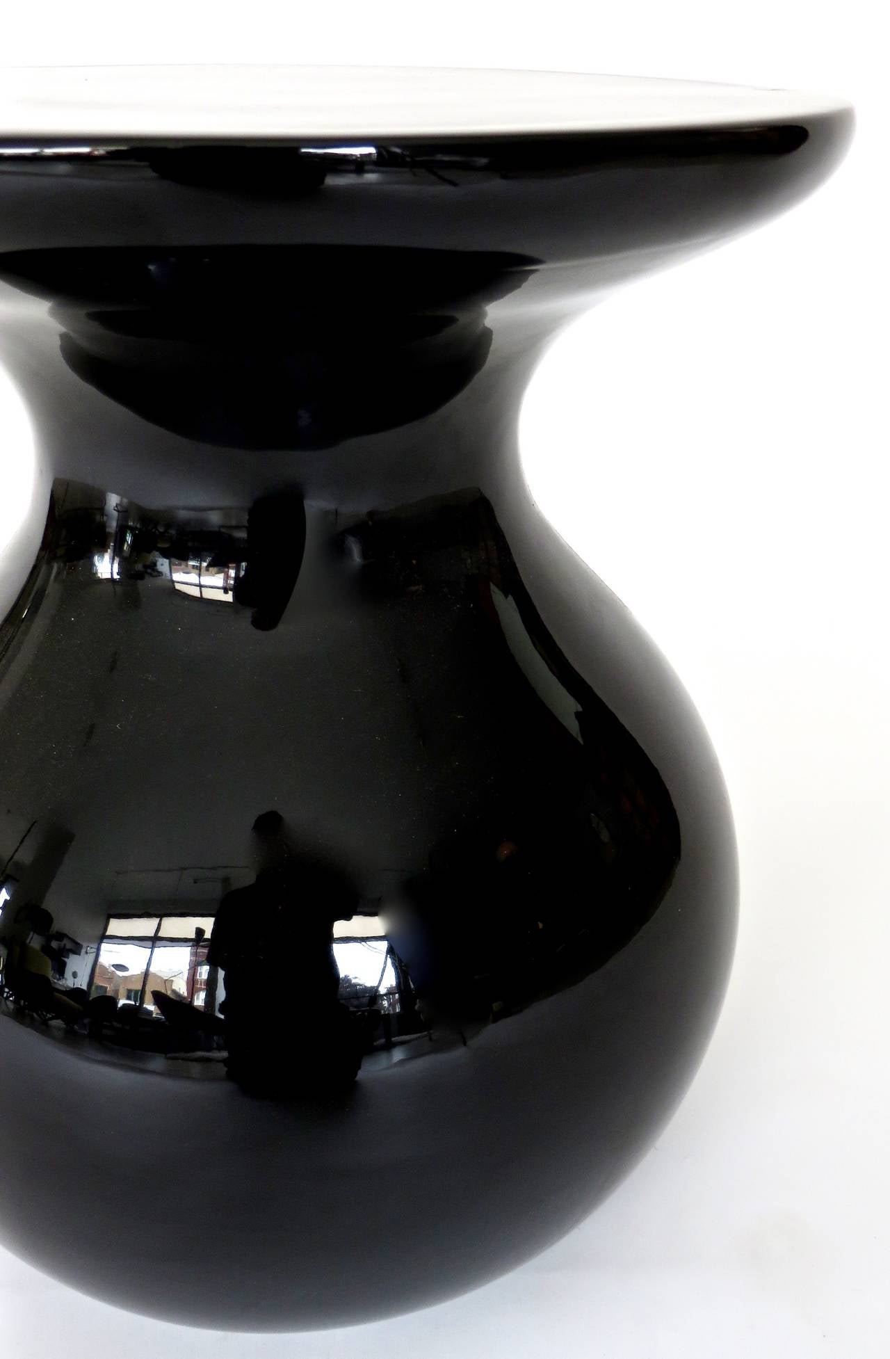 Contemporary Black Ceramic Side Table Solo by Garouste and Bonetti Signed BG