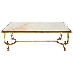 French Maison Ramsay Gilded and Marble Coffee Table