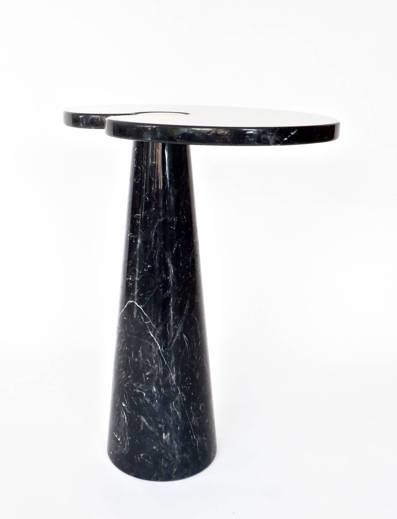 Late 20th Century Italian Vintage Angelo Mangiarotti Tall Eros Side Table in Black Marquina Marble
