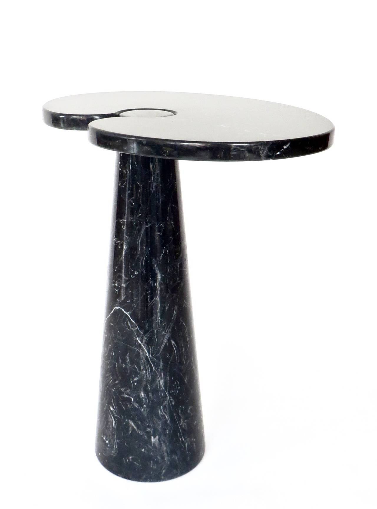 Italian Vintage Angelo Mangiarotti Tall Eros Side Table in Black Marquina Marble In Excellent Condition In Chicago, IL