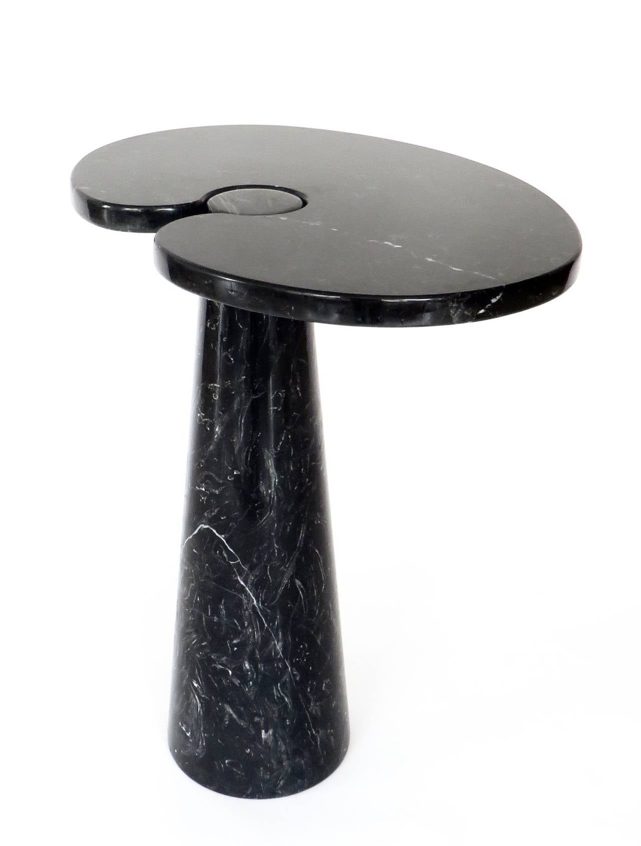 Mid-Century Modern Italian Vintage Angelo Mangiarotti Tall Eros Side Table in Black Marquina Marble