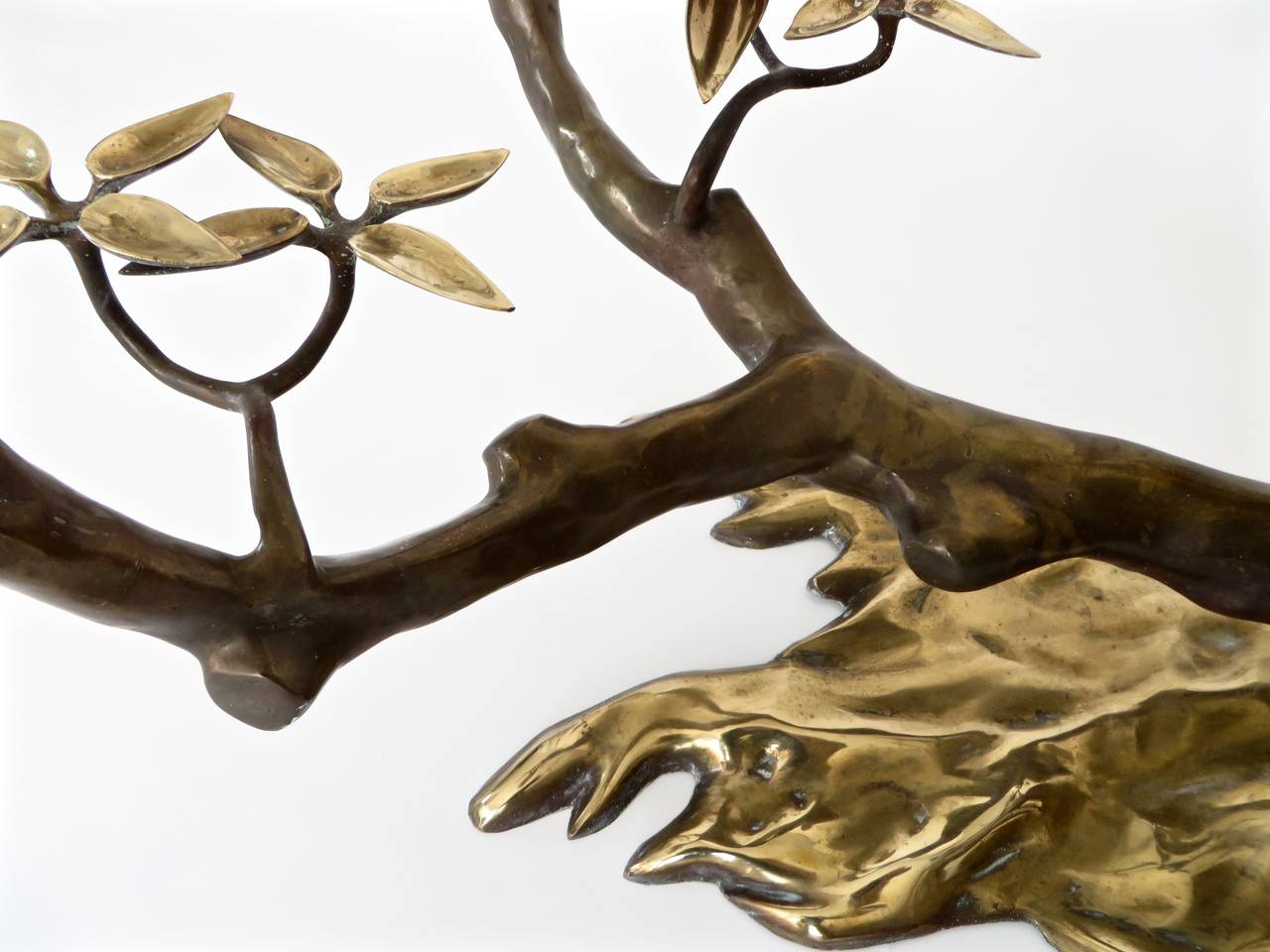 Bronze and Brass Bonsai Coffee Table with Glass Plateau by Willy Daro 2