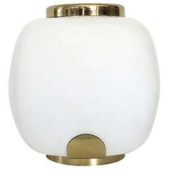 Italian Opaque Glass and Brass Picque Fleur Table Lamp by Arteluce 4