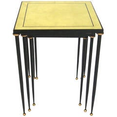 French Neoclassical Gilt and Iron Nesting Tables by Marcel Dolt circa 1940