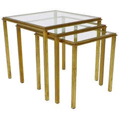 French Gilded Iron Nesting Table by Roger Thibier
