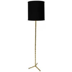 French Brass Faux Bamboo Floor Lamp by Bagues, circa 1940