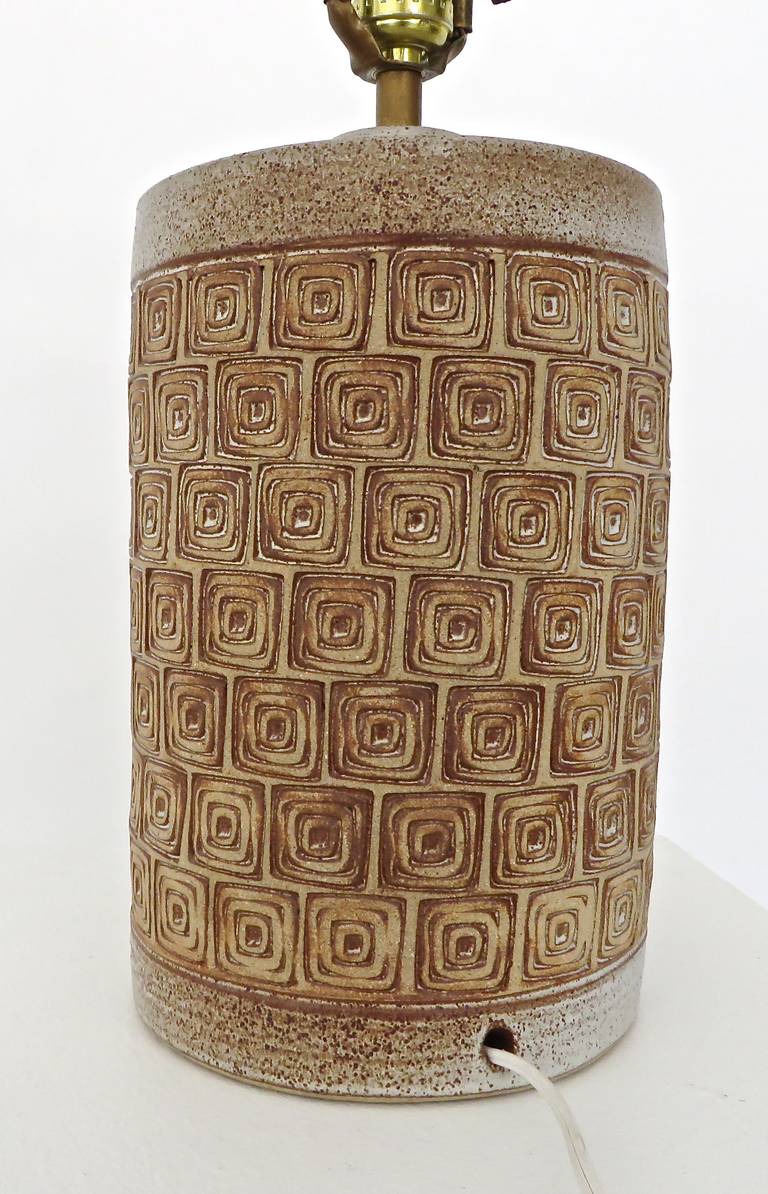 Swedish Studio, Ceramic Incised Patterned Stoneware Lamp 2