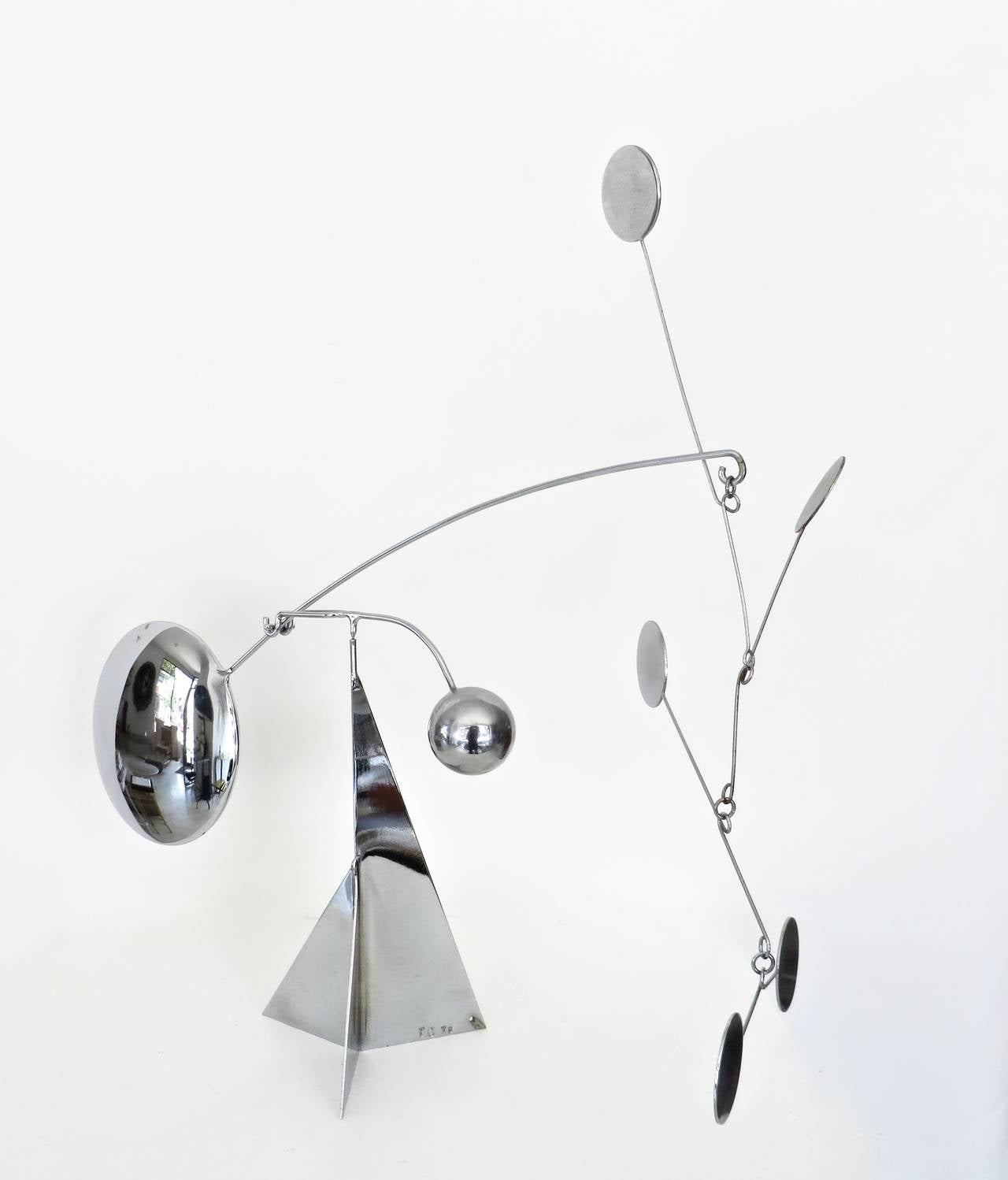 Kinetic Stabile Mobile Sculpture by Francois Collette, French, Signed and Dated In Excellent Condition In Chicago, IL
