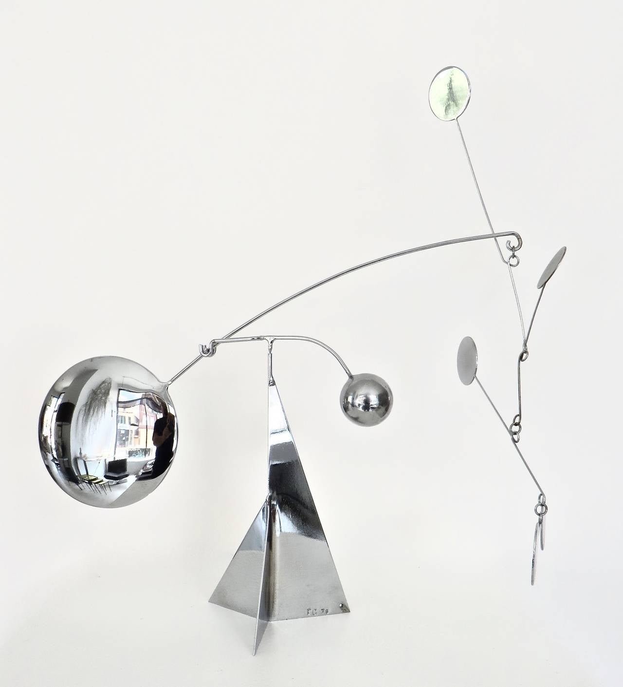 Late 20th Century Kinetic Stabile Mobile Sculpture by Francois Collette, French, Signed and Dated