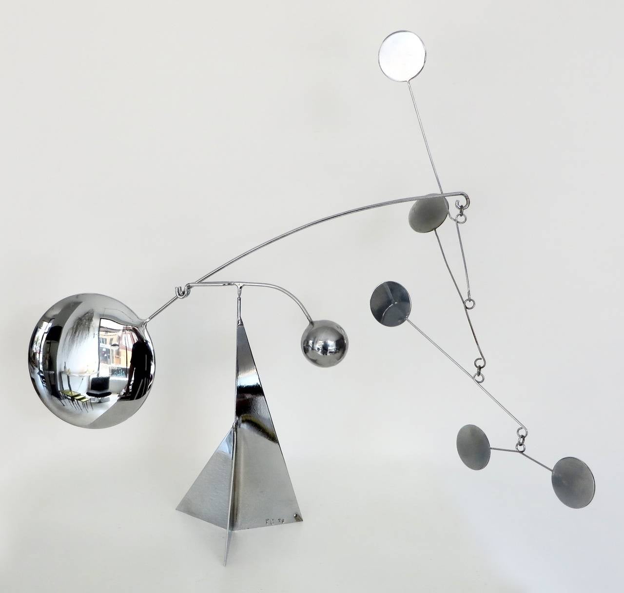 Modern Kinetic Stabile Mobile Sculpture by Francois Collette, French, Signed and Dated
