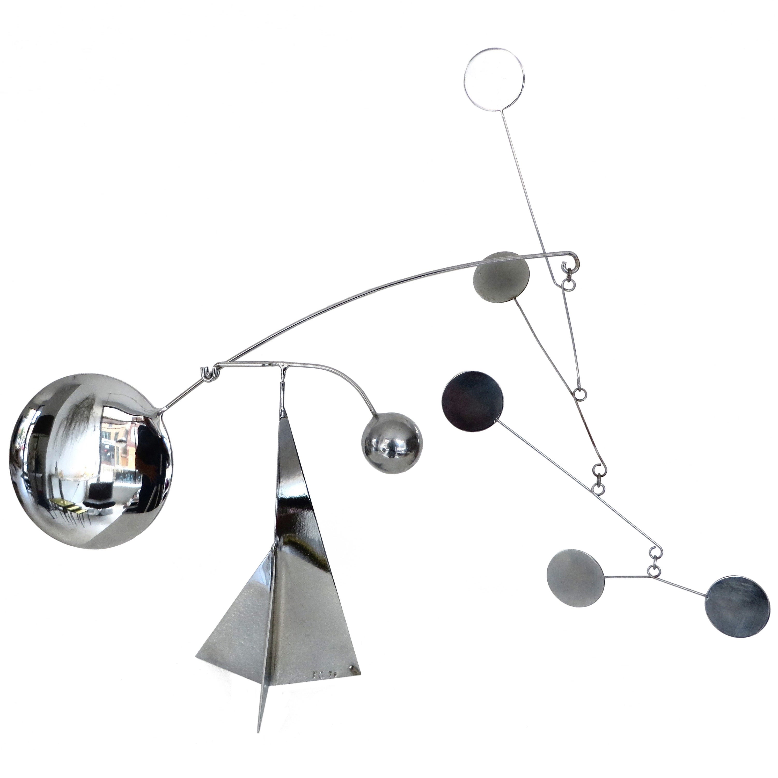 Kinetic Stabile Mobile Sculpture by Francois Collette, French, Signed and Dated