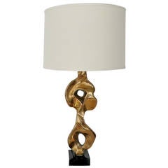 French Sculptural, Bronze Table Lamp by Michel Jaubert