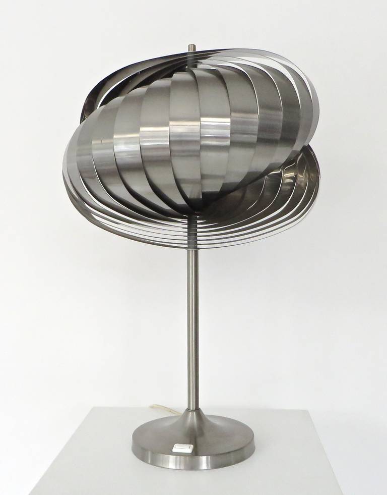 French Spiral, Stainless Steel Table Lamp by Henri Mathieu
