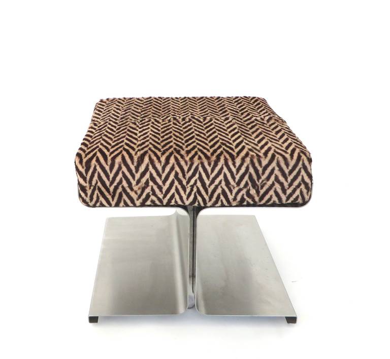 Mid-Century Modern French Stainless Steel Stool by Francois Monnet