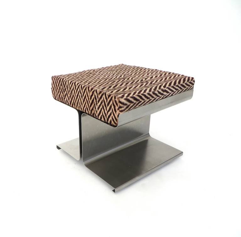 French Stainless Steel Stool by Francois Monnet 1