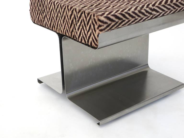 French Stainless Steel Stool by Francois Monnet 2