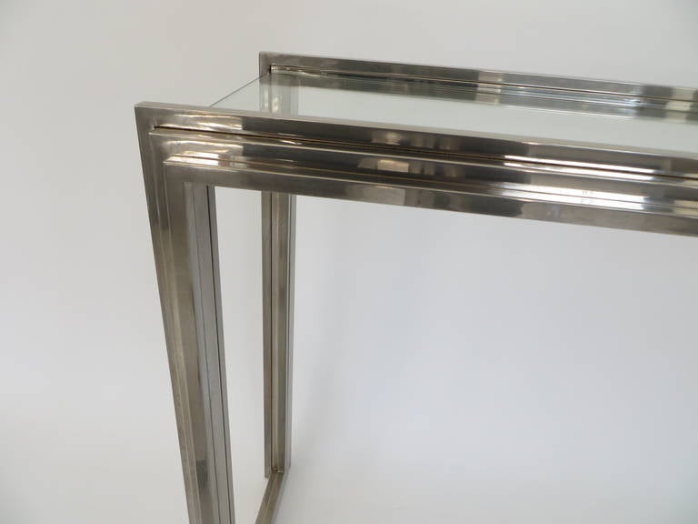 Elegant Italian Chrome Console by Romeo Rega with Glass Plateau 6